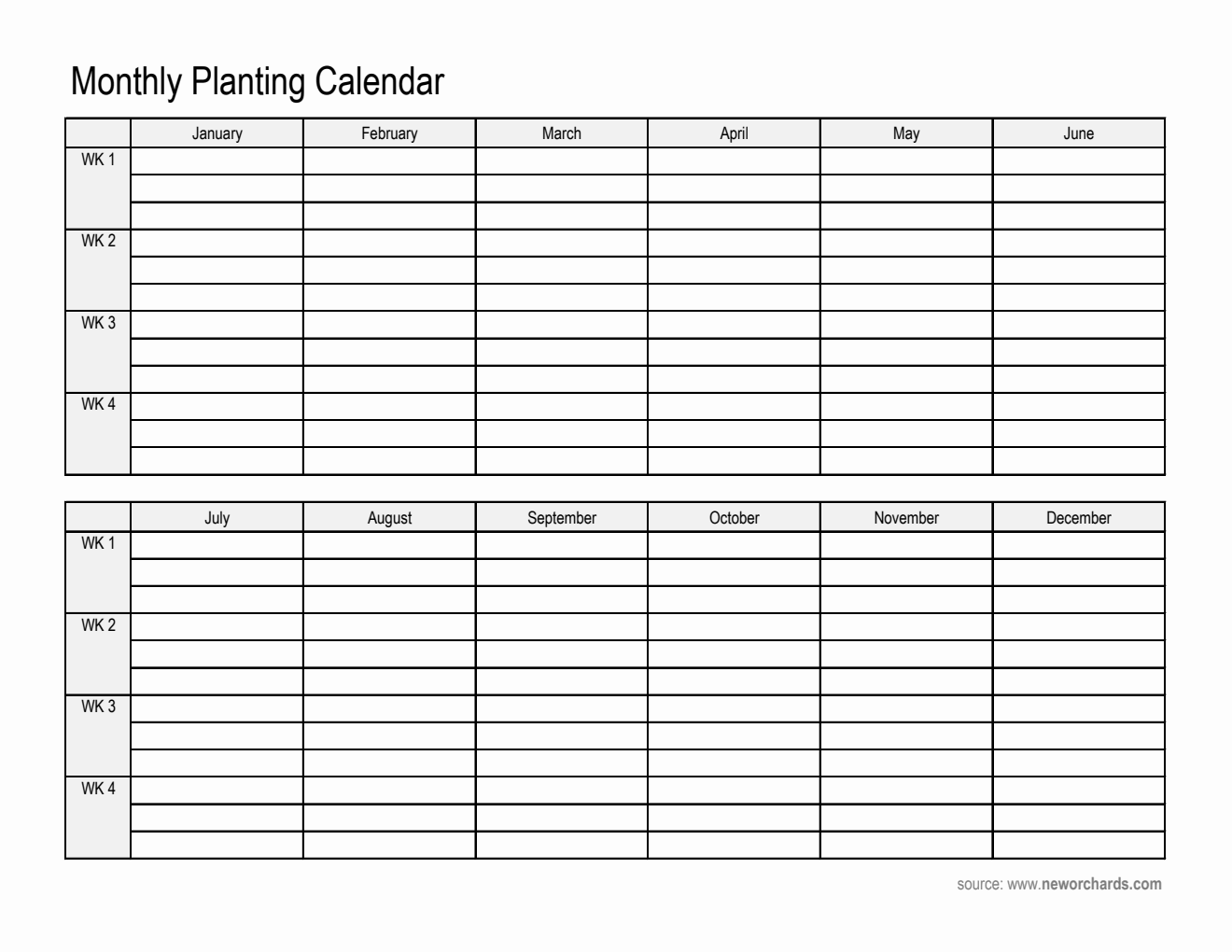 Planting Calendar Templates Planting calendar templates