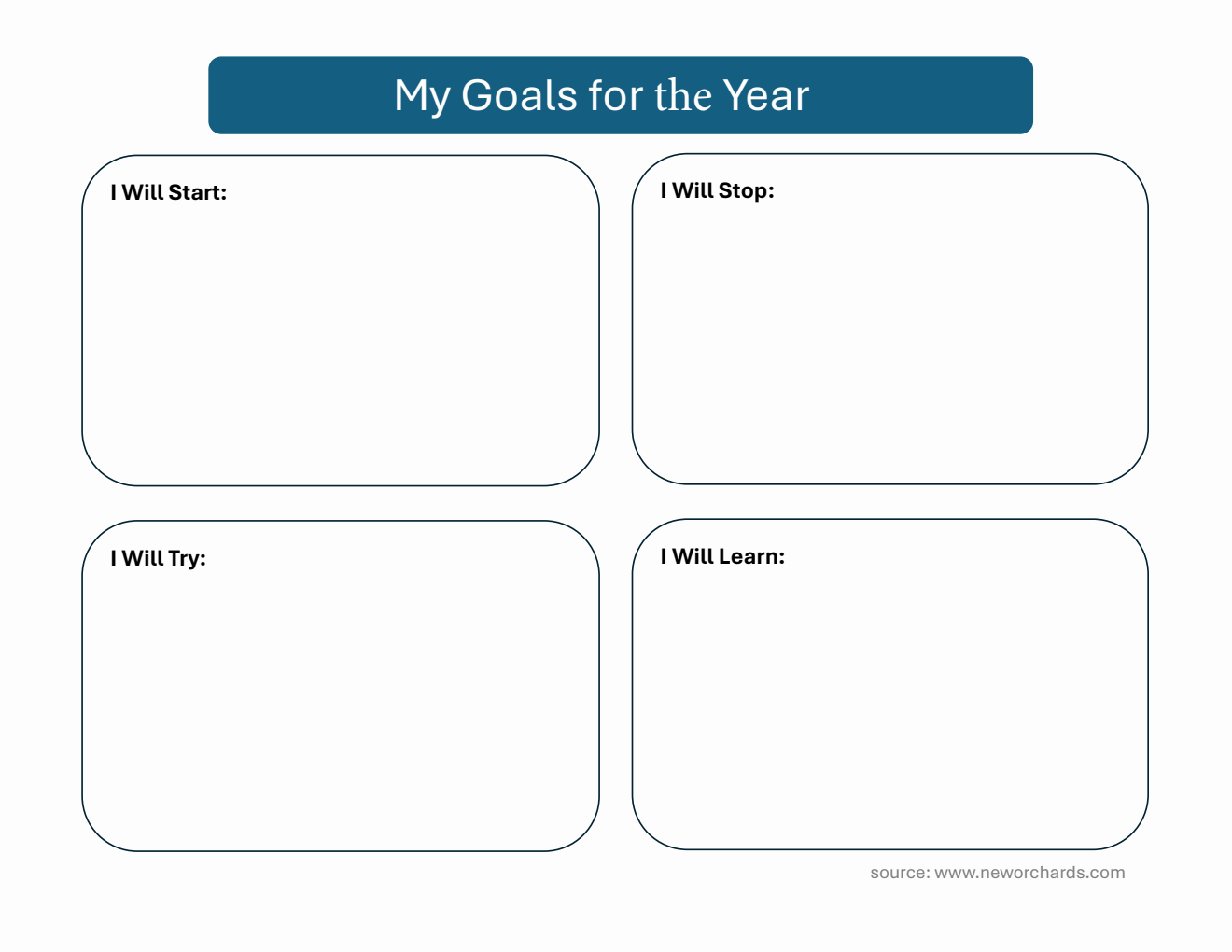 Editable New Year Goals Template | Free PDF Download
