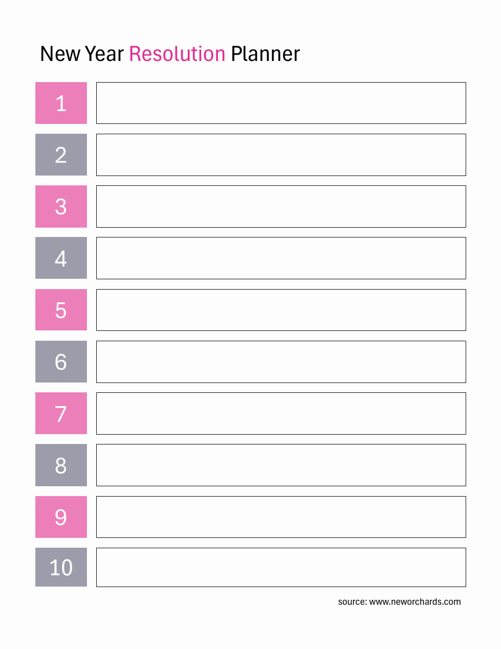  New Year Resolution Planner Word