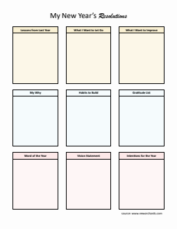 Free New Year Resolution Template in Word (Colorful)