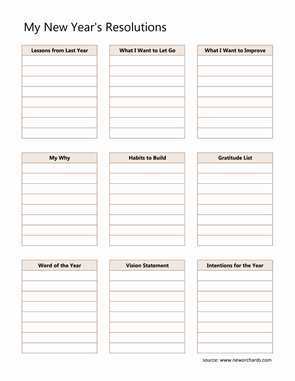 Free New Year Resolution Templates (PDF, Word, Excel)