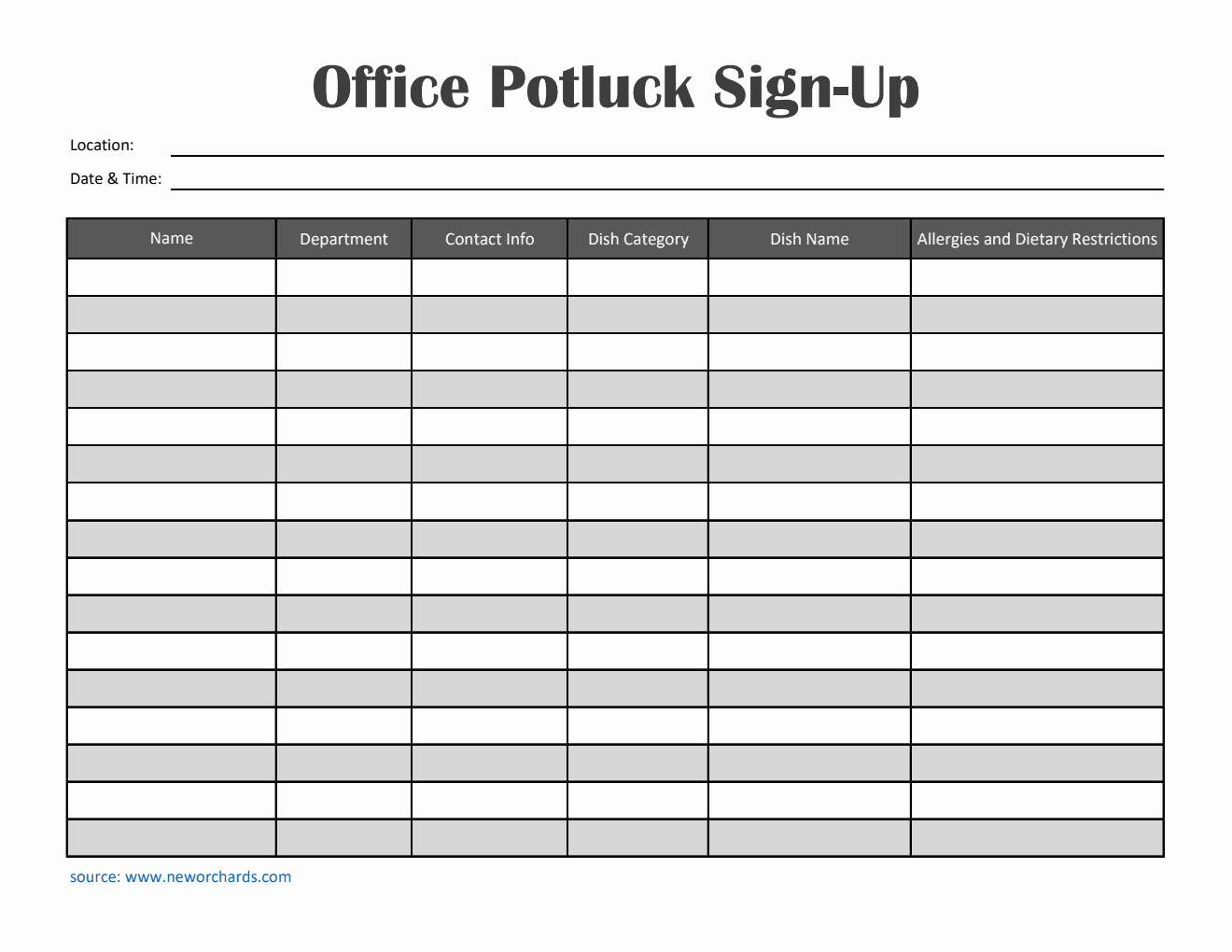 Free Excel Potluck Templates free-excel-potluck-templates