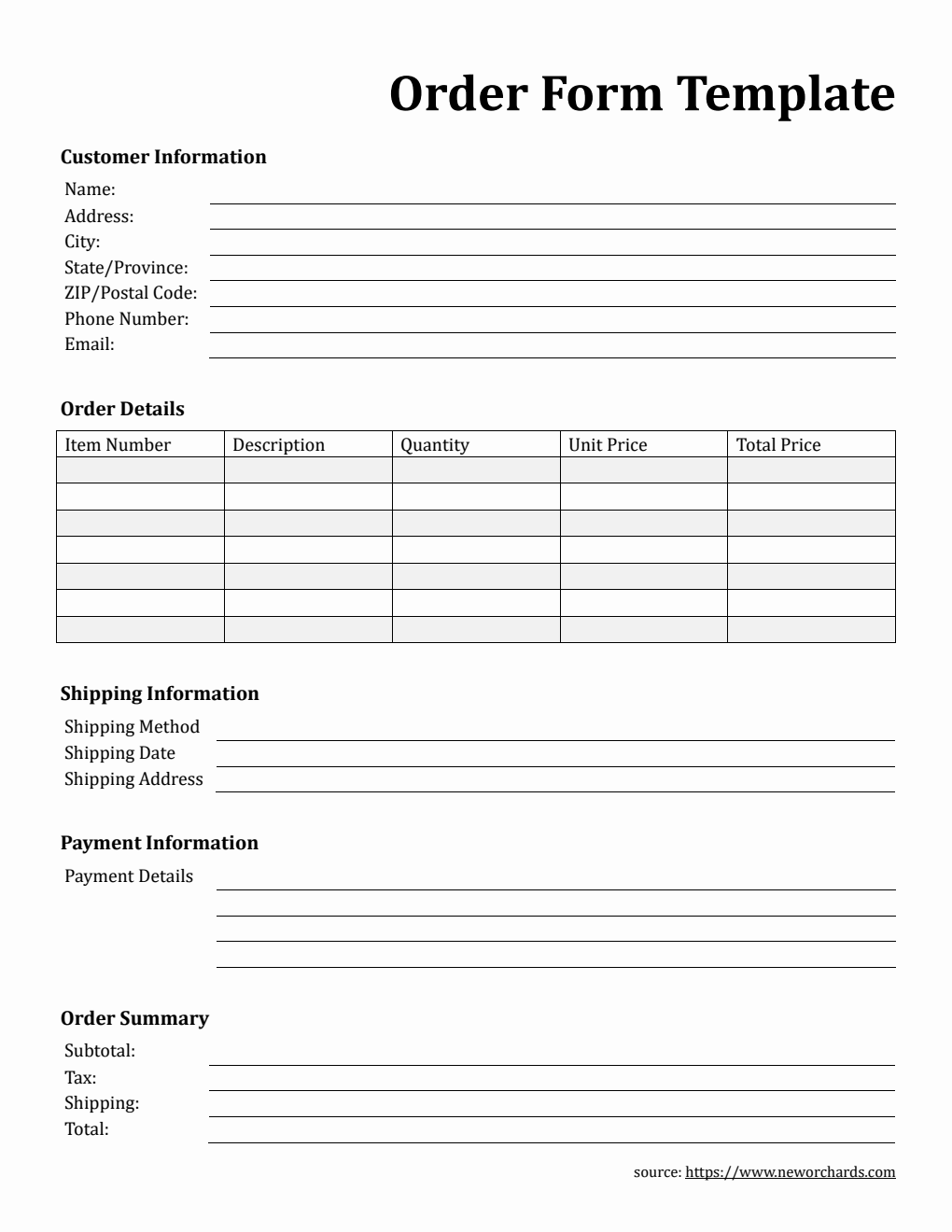 Free PDF Order Form Templates free-pdf-order-form-templates
