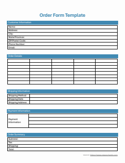 Printable Catering Order Form In Word Format