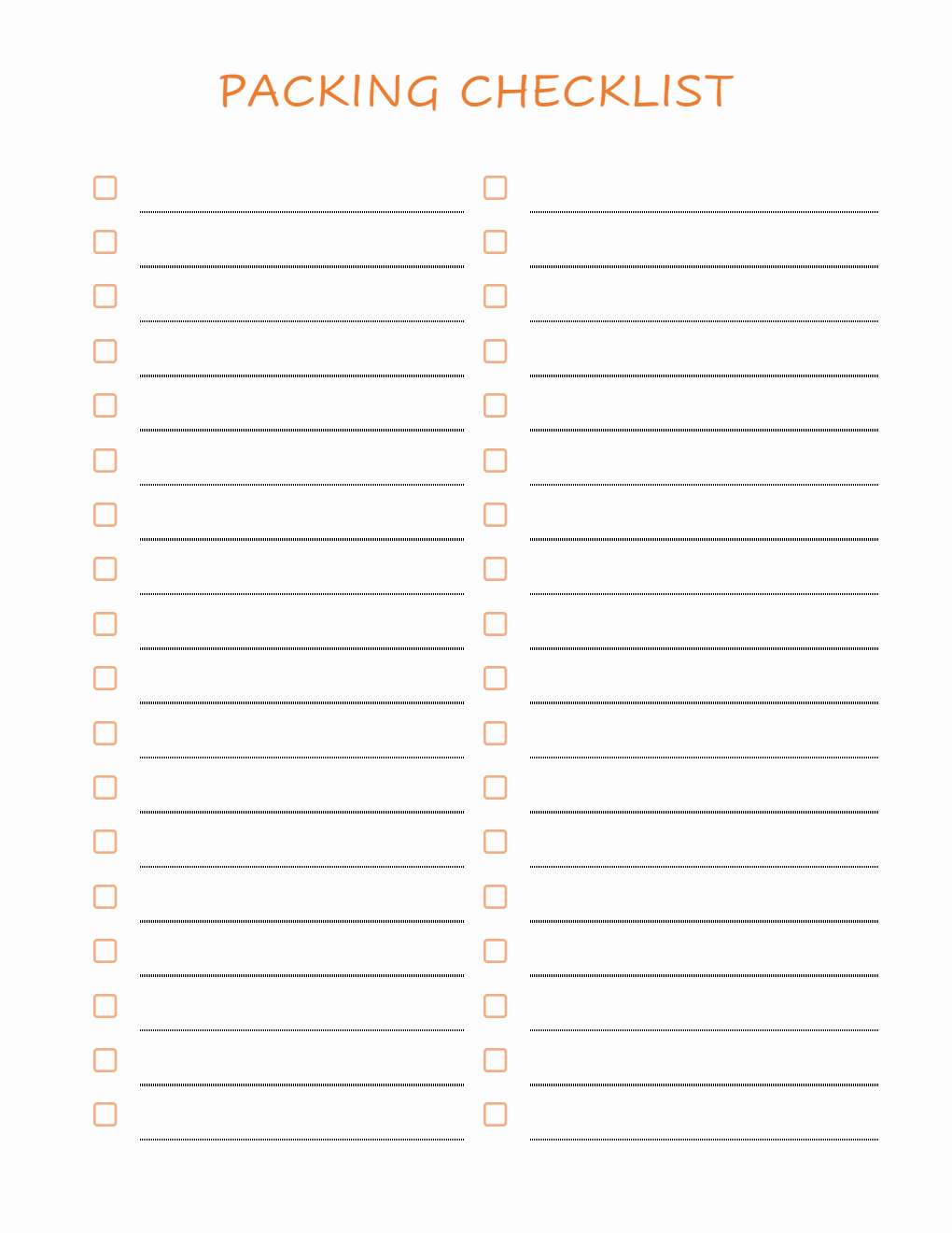 Free Packing Checklist Templates (PDF, Word, Excel)