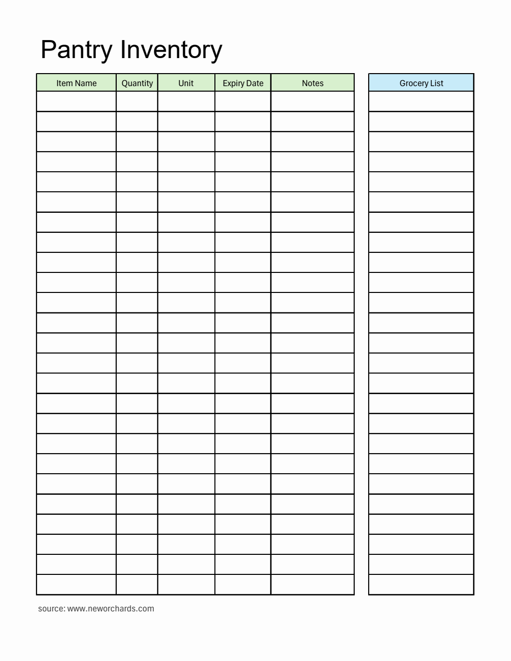 Free Pantry Inventory Templates (PDF, Word, Excel)