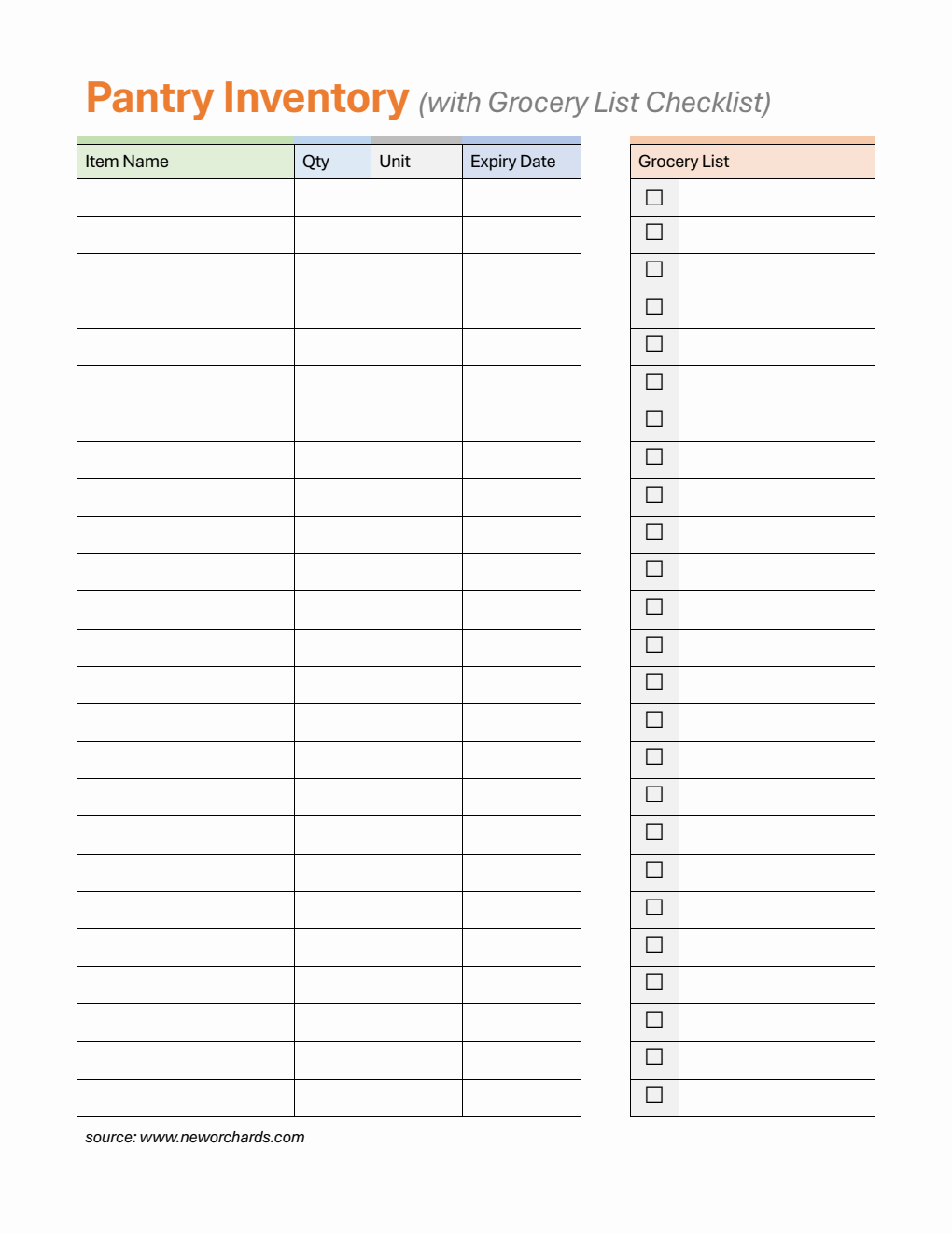 Pantry Inventory Template in Word Format
