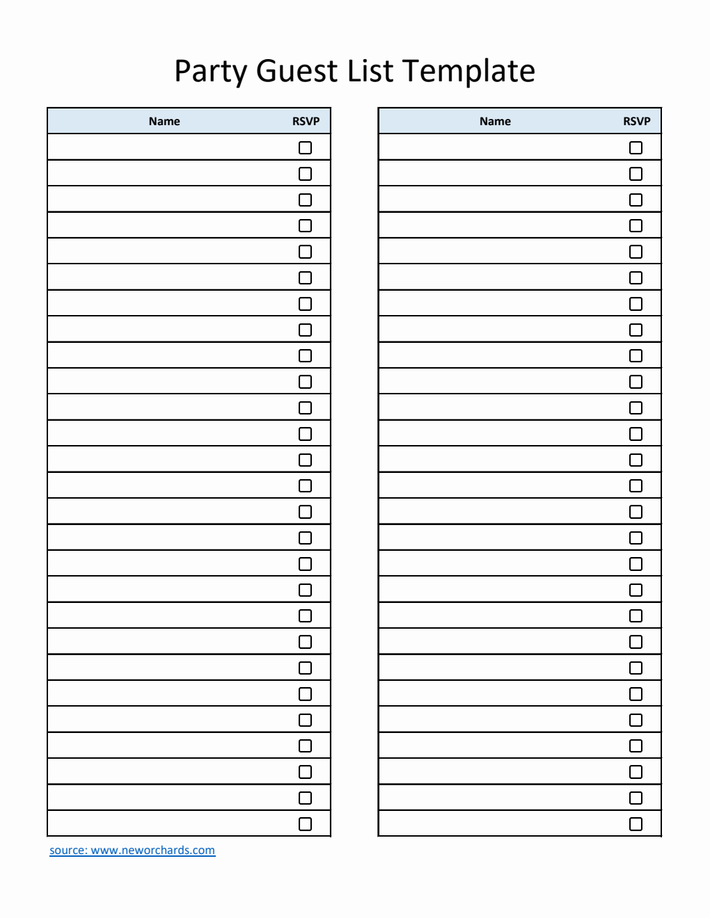 Guets List Example Free Guest List Templates (PDF, Word, Excel)