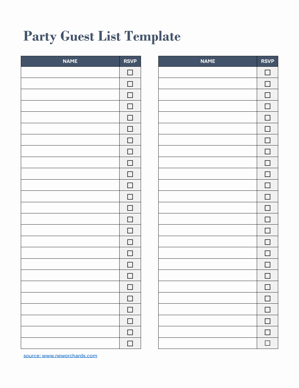 Free Guest List Templates (PDF, Word, Excel)