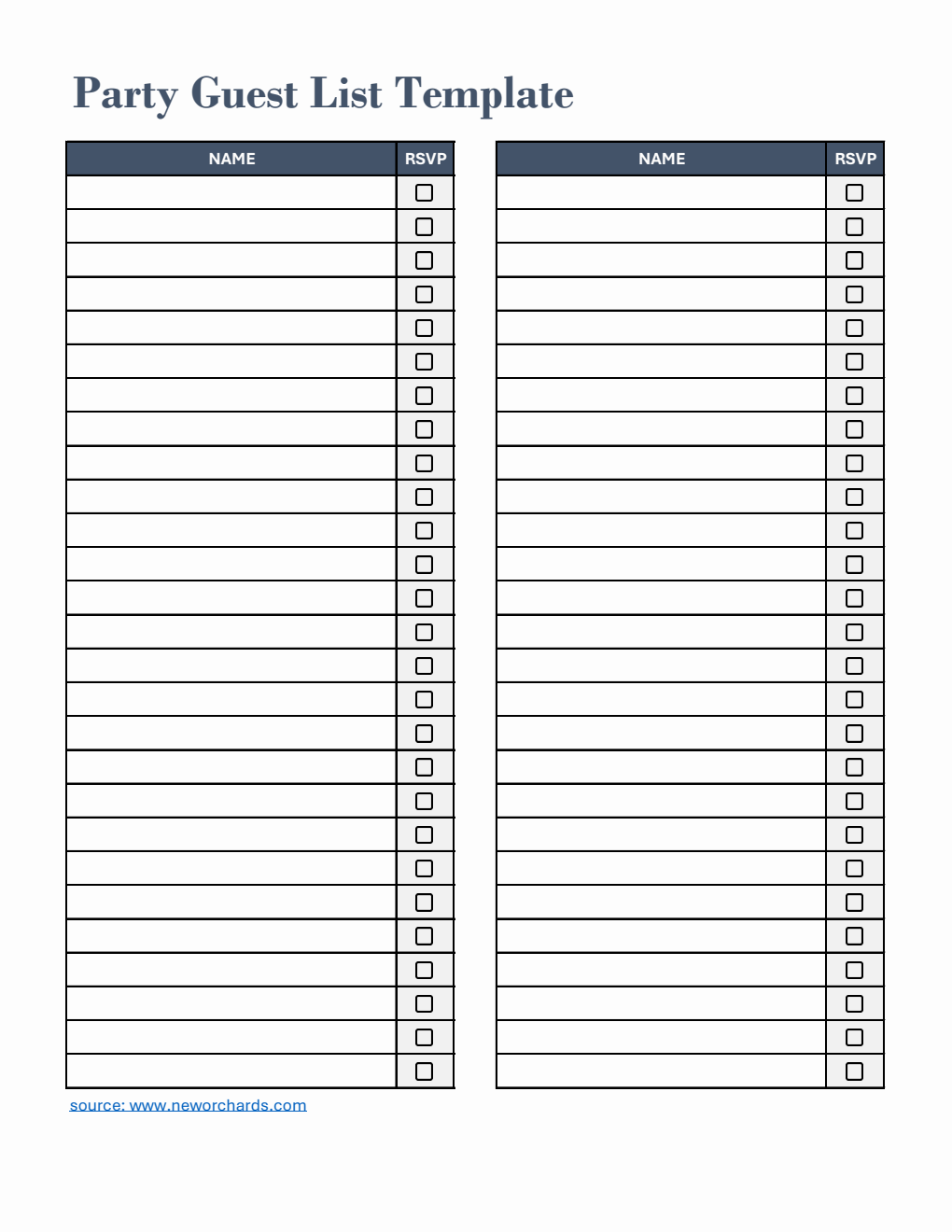 Free Party Guest List Templates (PDF, Word, Excel)