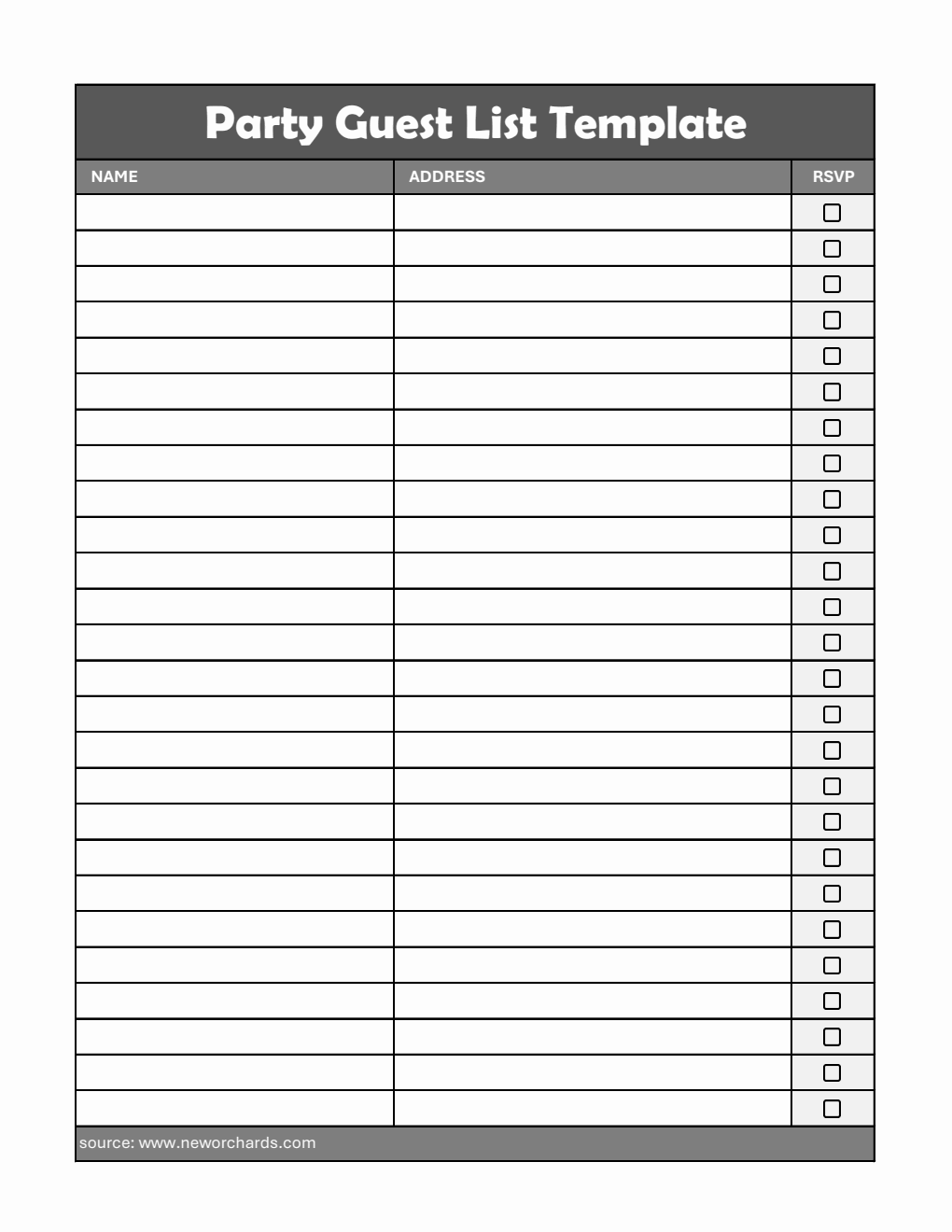 Guets List Example Free Guest List Templates (PDF, Word, Excel)