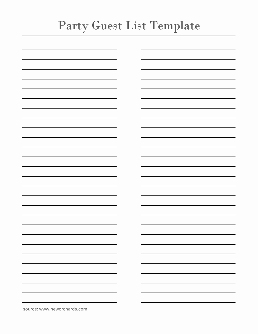 Sample Guest Editable Free Event Guest List Templates (PDF, Word, Excel)