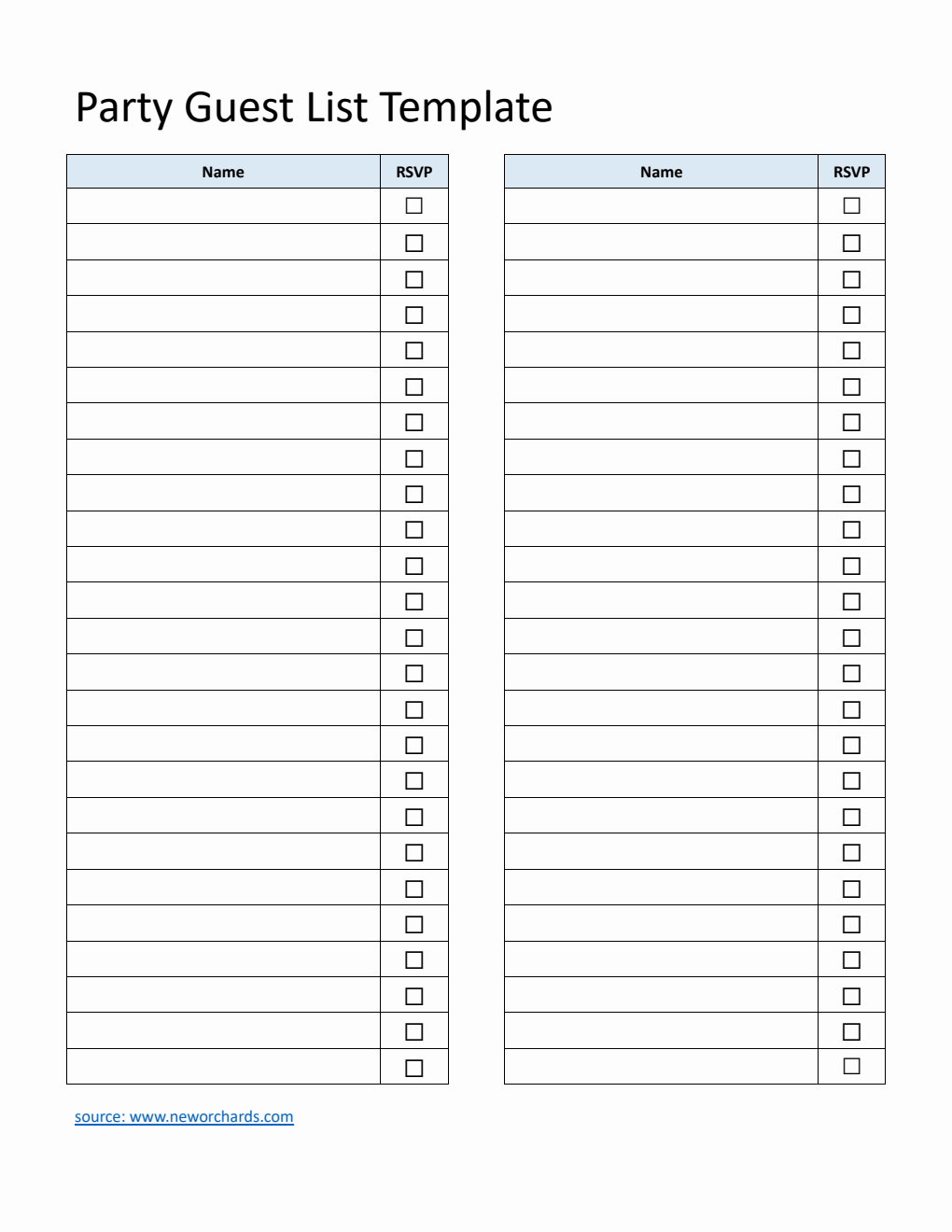 Free Guest List Templates (PDF, Word, Excel)