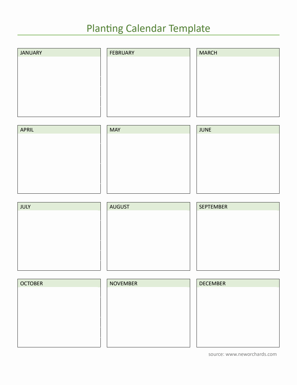 Editable Planting Calendar in PDF