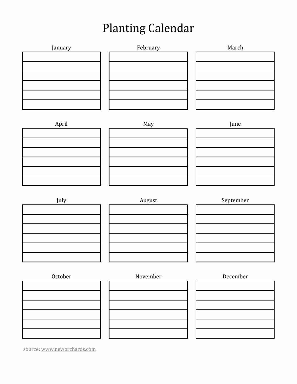  Planting Calendar in Excel