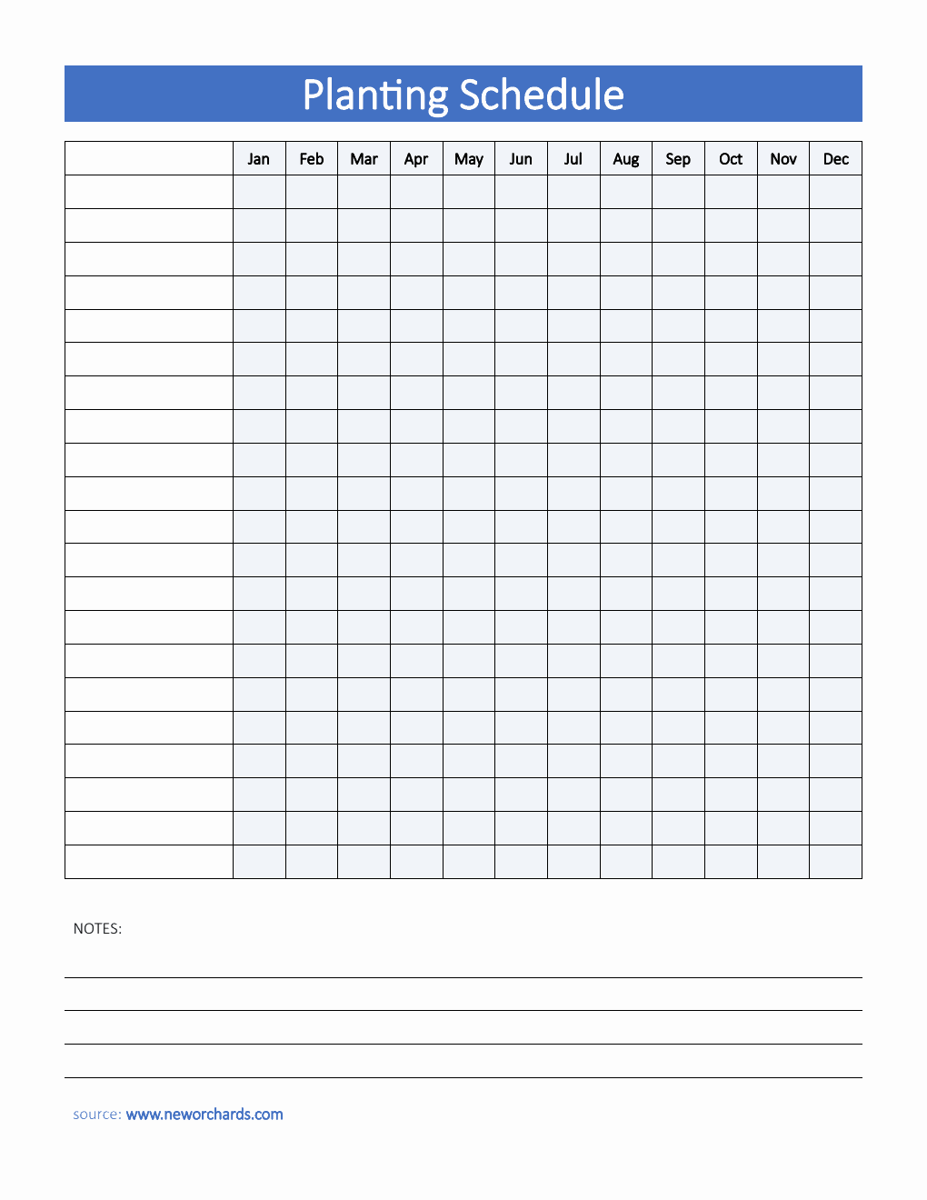 Free  Planting Schedule Template (Word)
