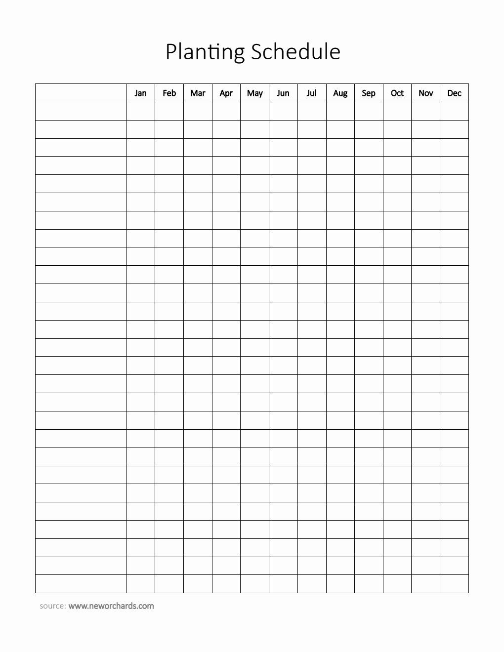 Printable Planting Schedule Template Word