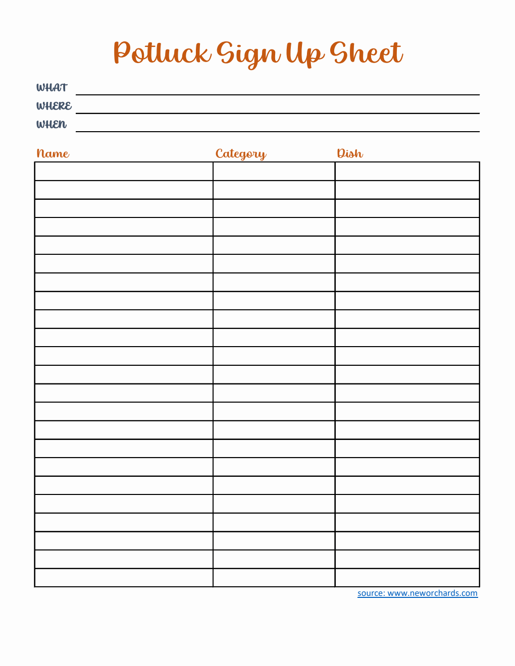 Potluck Form.pdf Free Potluck Templates (PDF, Word, Excel)