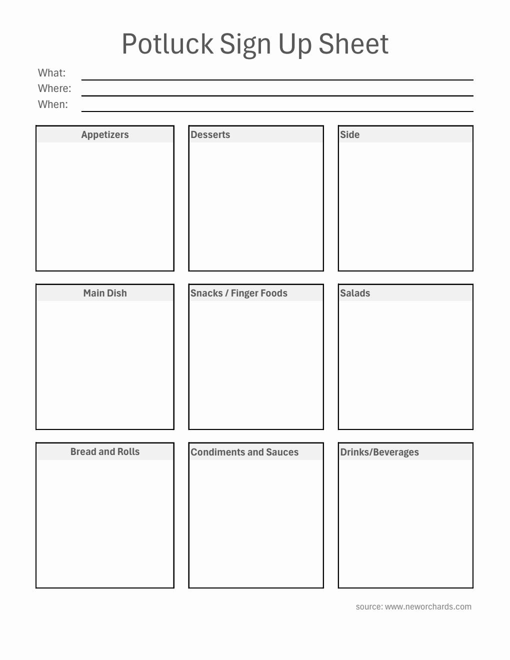Free Potluck Sign Up Sheet Templates (PDF, Word, Excel)