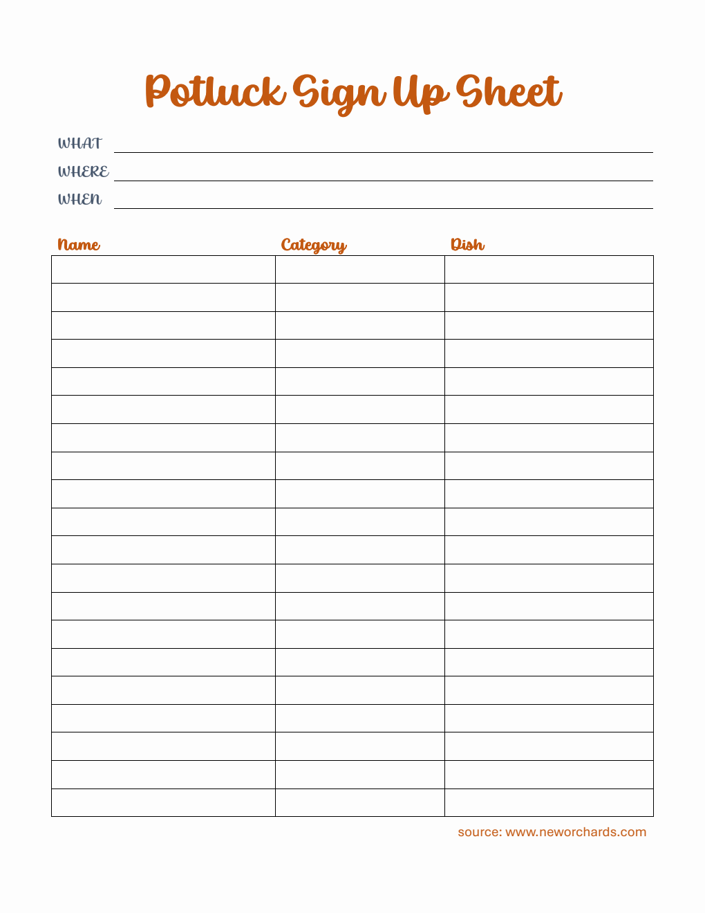 Free Potluck Templates (PDF, Word, Excel)