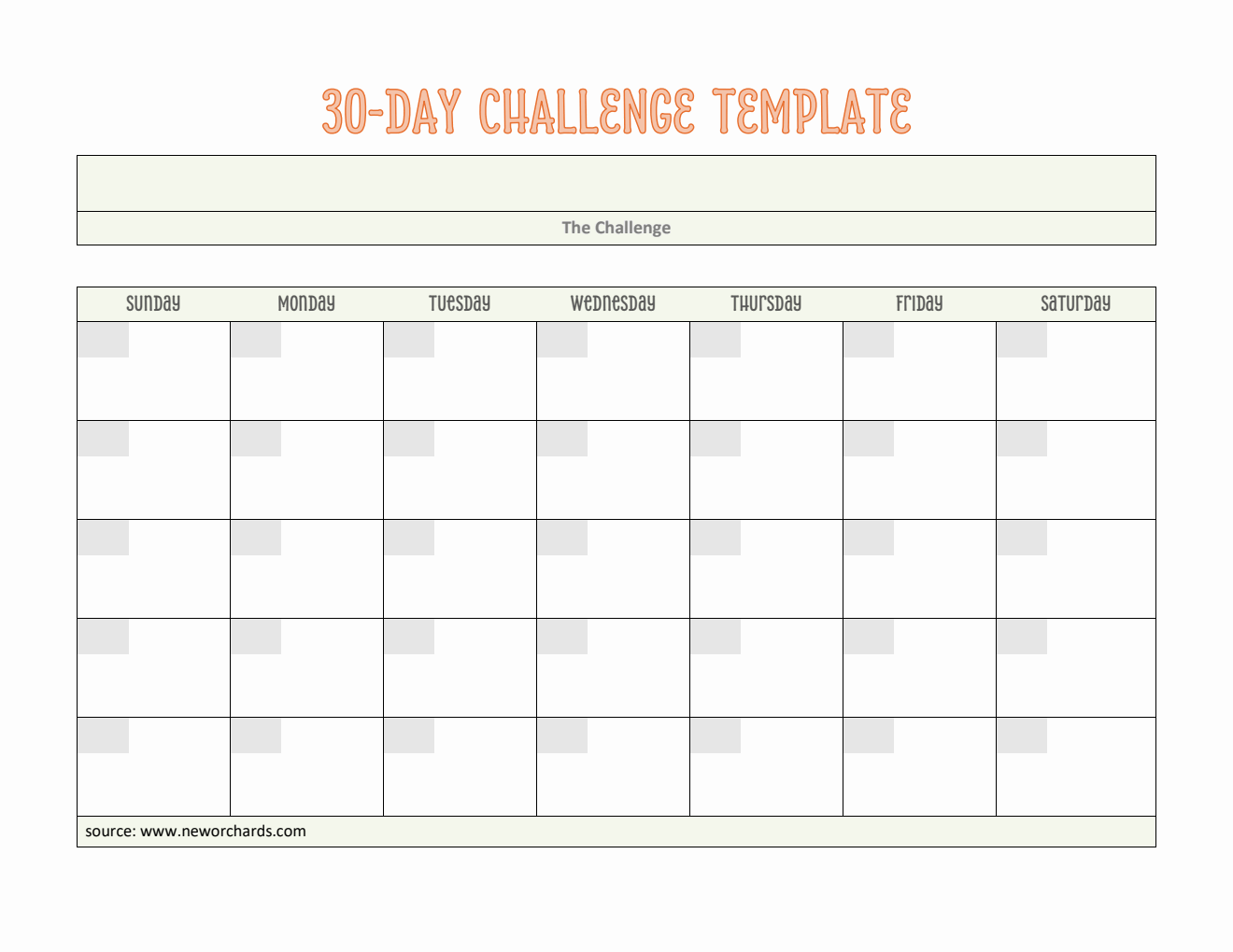 30-Day Challenge Template | Free to Download and Customize in Word