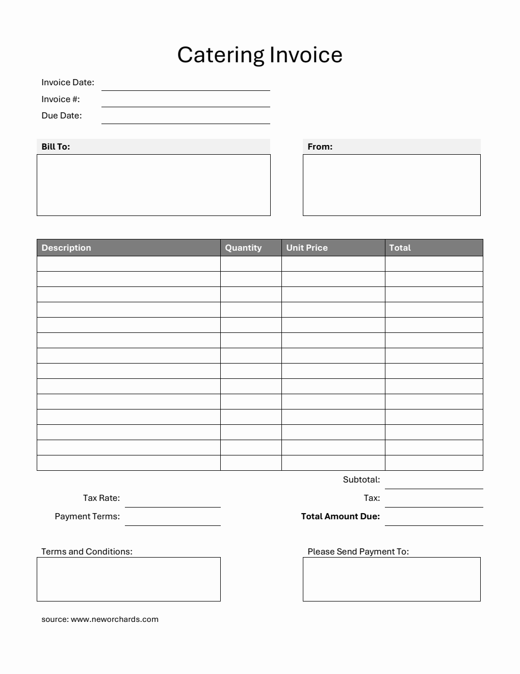 Free Catering Invoice Templates (PDF, Word, Excel)