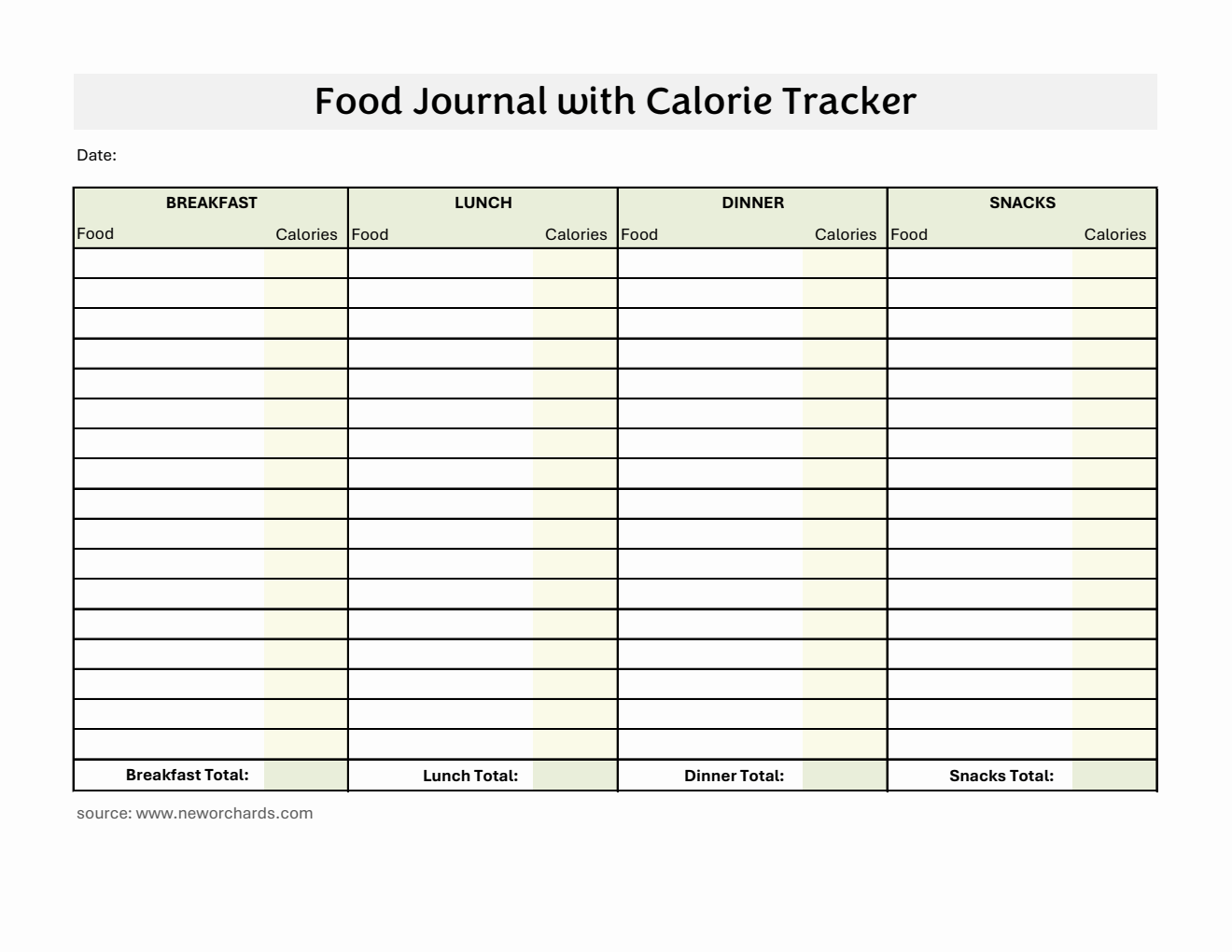 Free Excel Food Log Templates