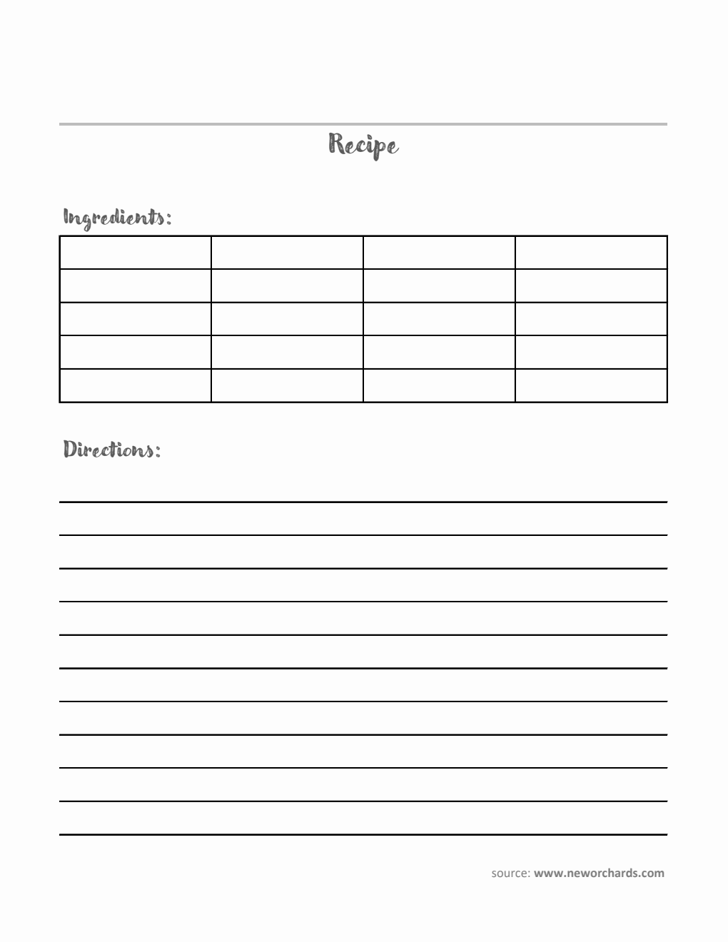 Free Excel Recipe Card Templates