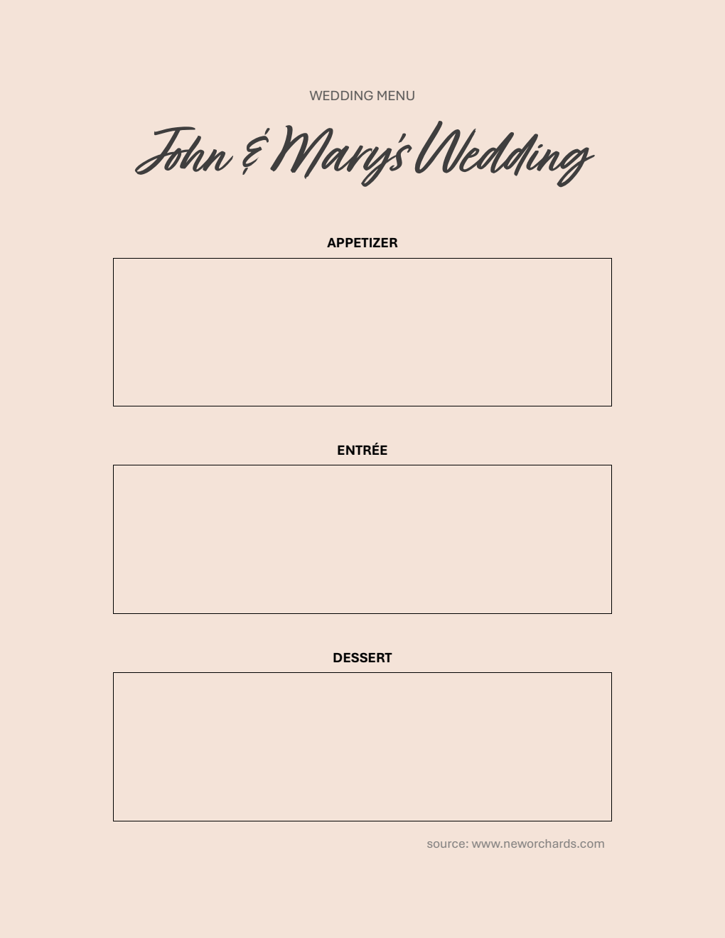 Free Customizable Wedding Menu Template (Word)