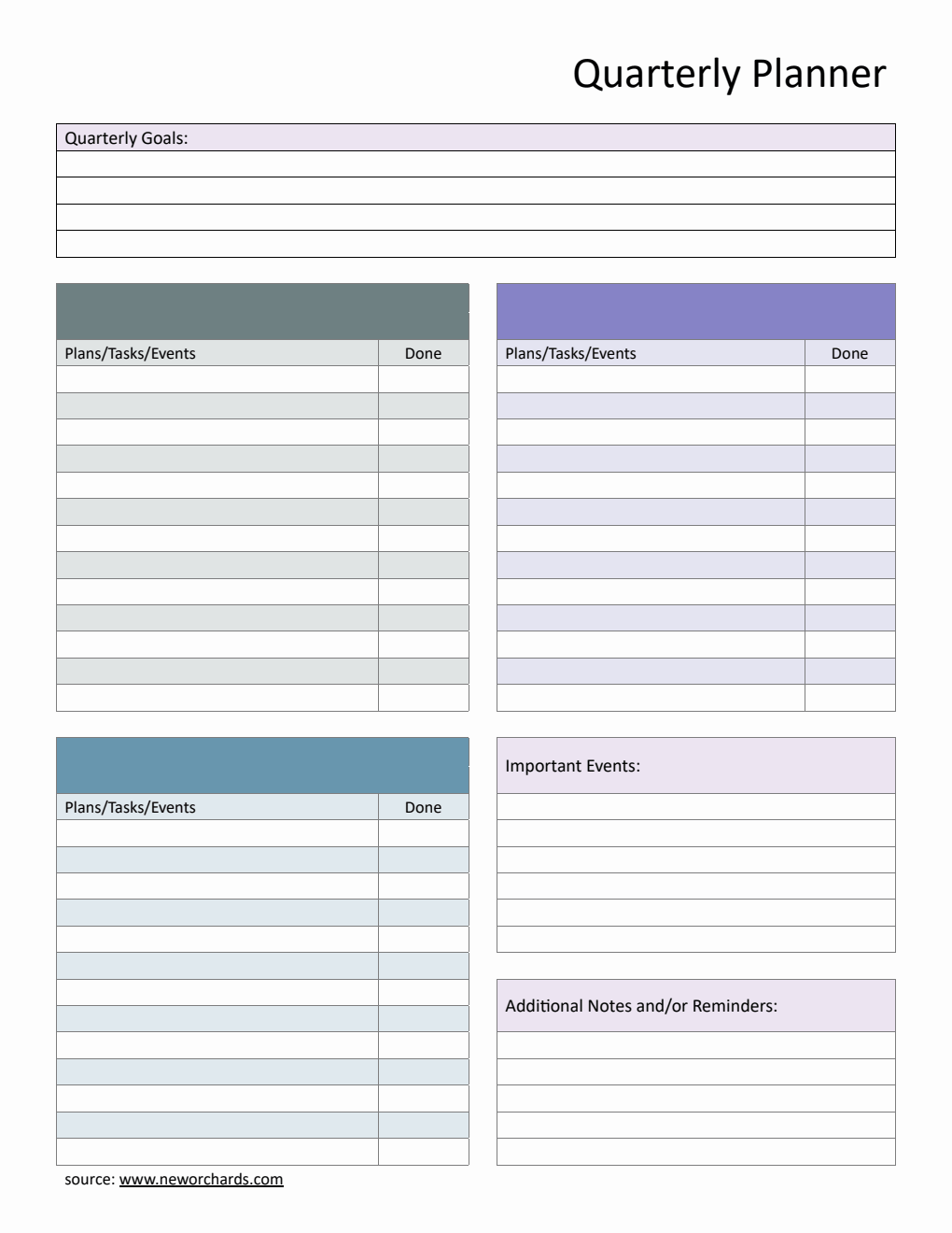 Free PDF Quarterly Planner (Striped)