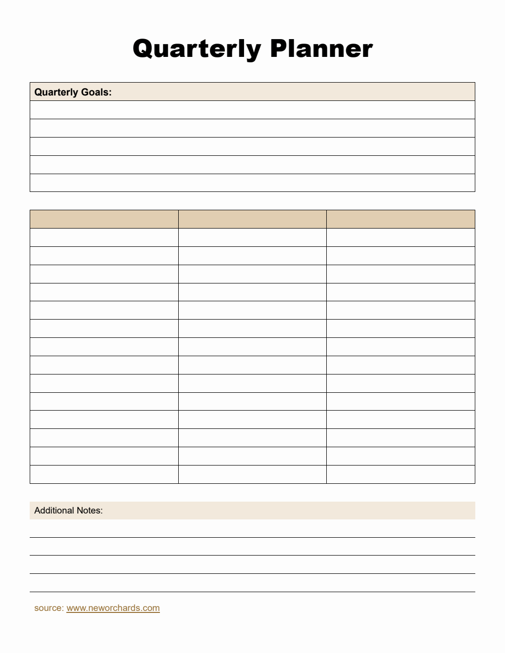 Free PDF Quarterly Planner (Customizable)
