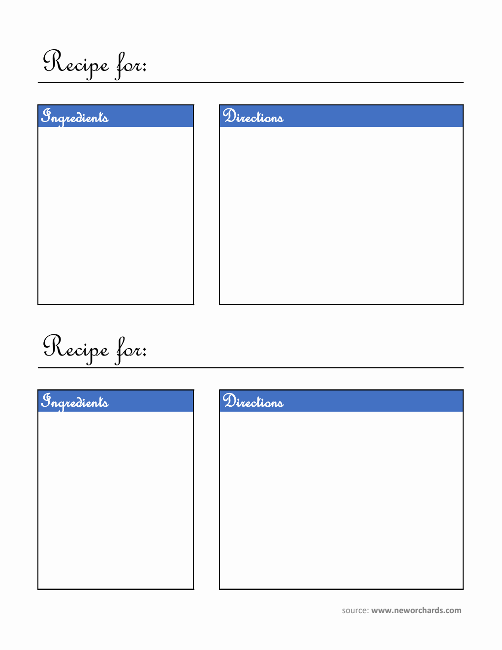 Free Excel Recipe Card Templates