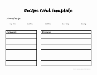 Free Recipe Card Template in Word Format