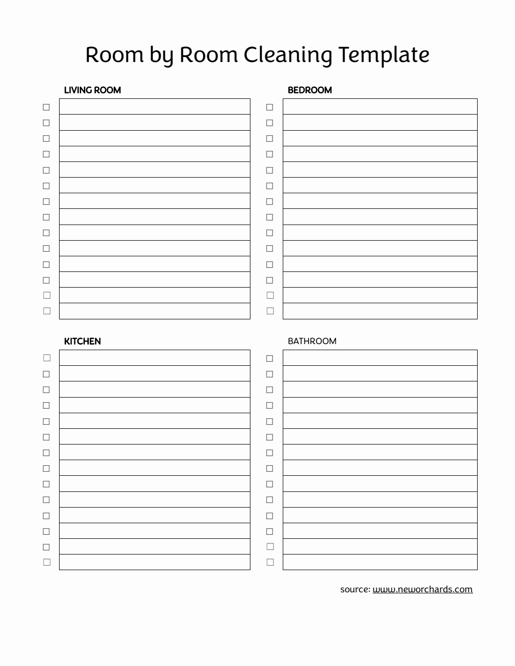   Room-by-Room Cleaning Template - Free PDF Download