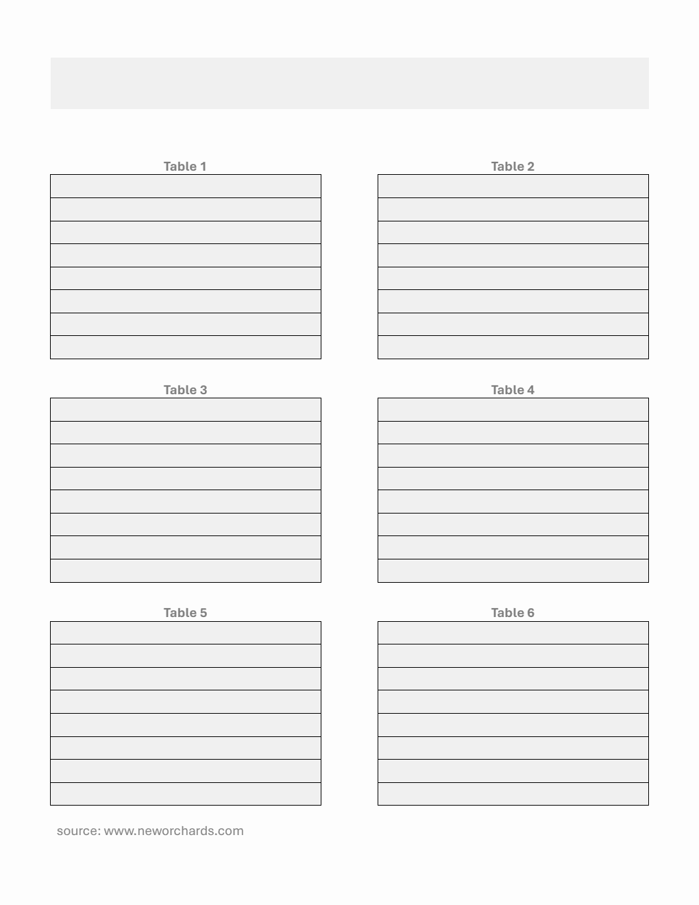 Free Downloadable Seating Chart Template in PDF