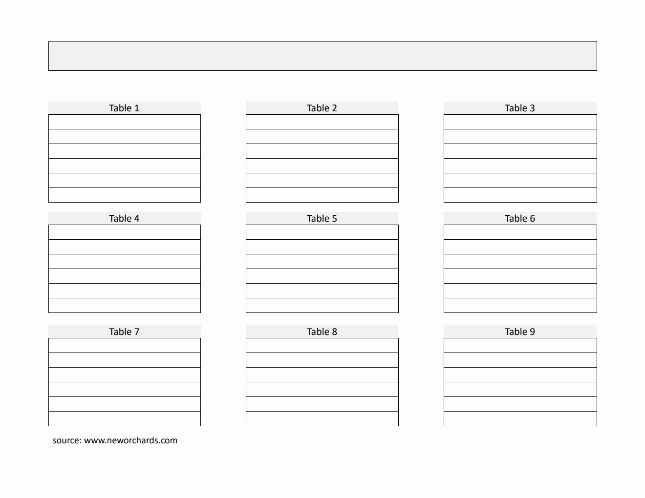 Free Landscape Seating Chart Template in PDF