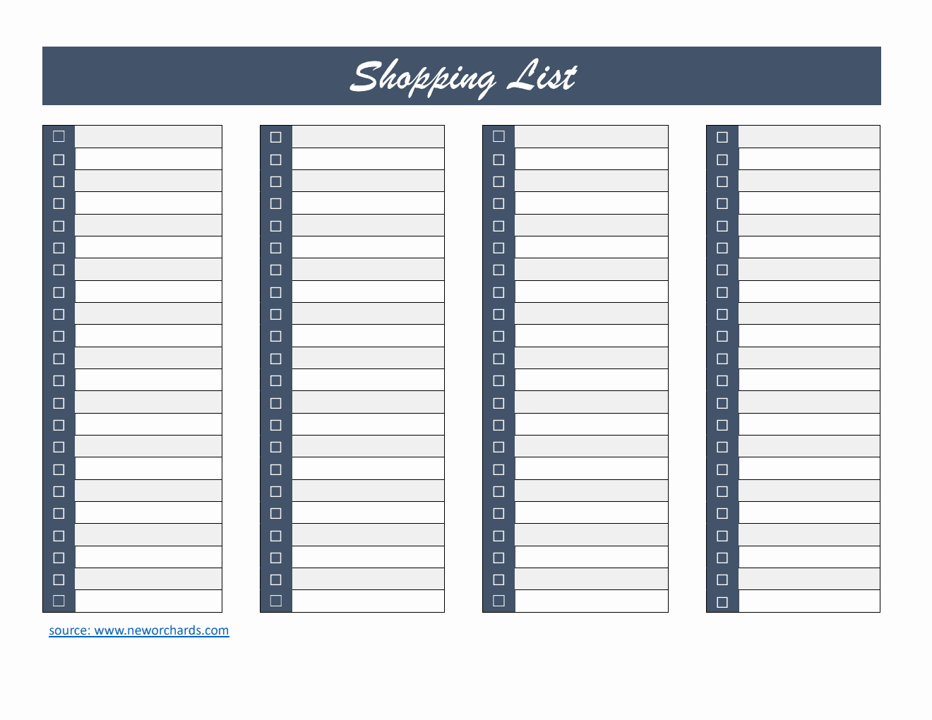 Editable Shopping List Template Free Word Download