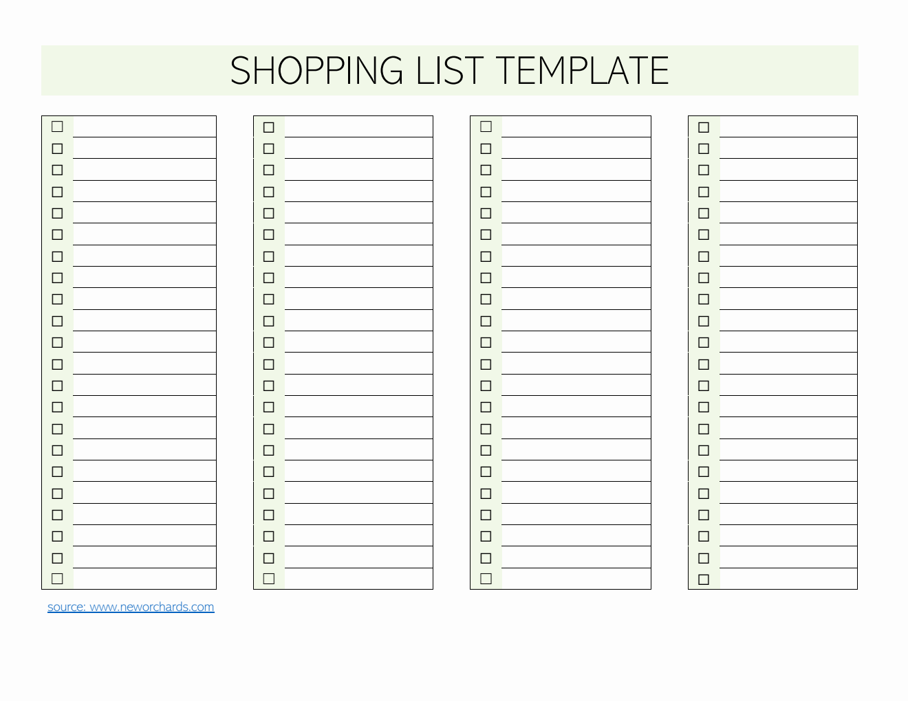  Shopping List Template | Free Word Download