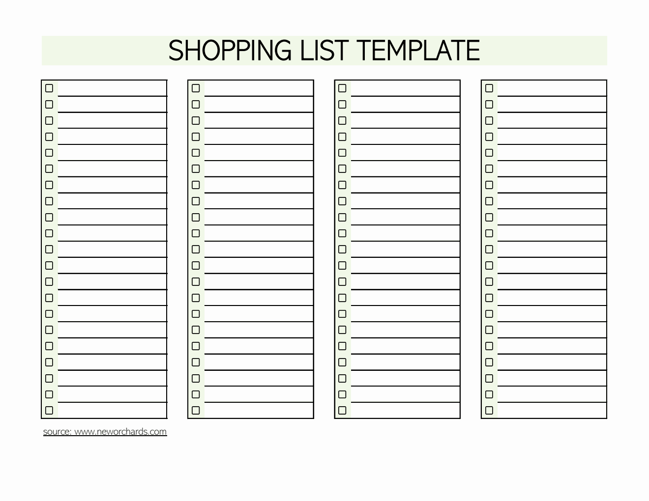  Shopping List Template | Free Excel Download