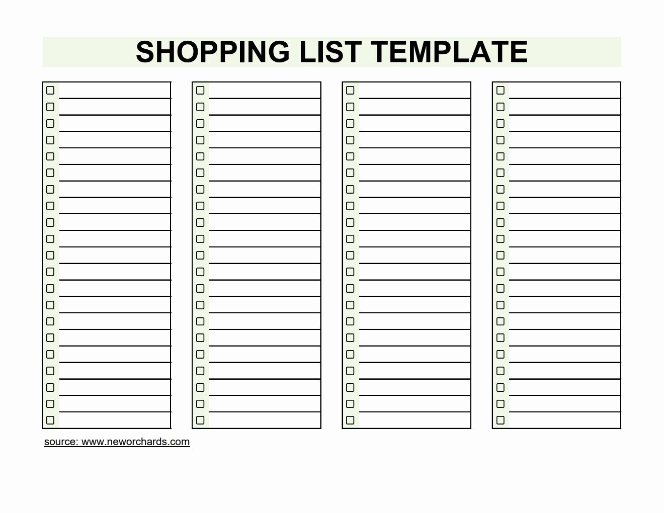 Shopping List Template | Free Excel Download