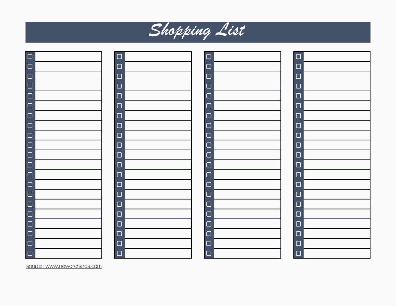 Editable Shopping List Template | Free Excel Download