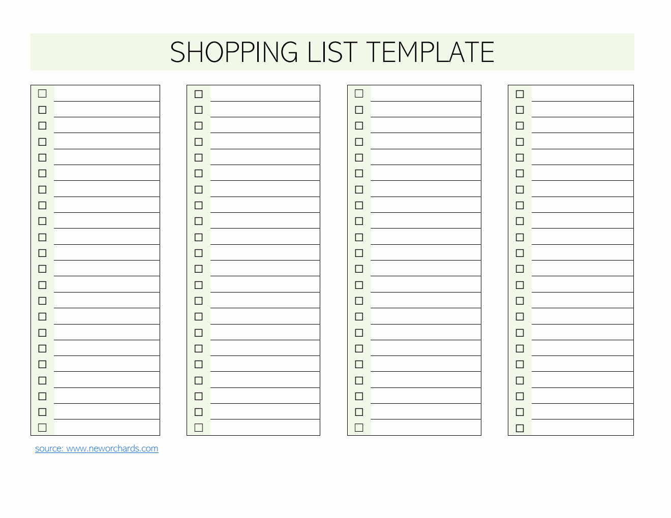 Shopping List Template | Free PDF Download