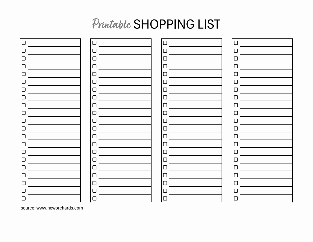 Printable Shopping List Template | Free Excel Download