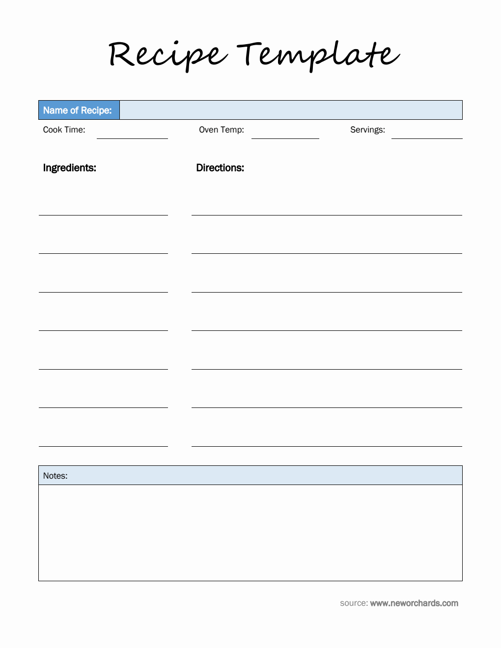 Simple PDF Recipe Template