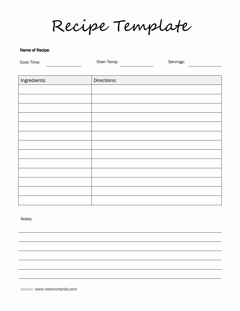Free PDF Recipe Card Templates