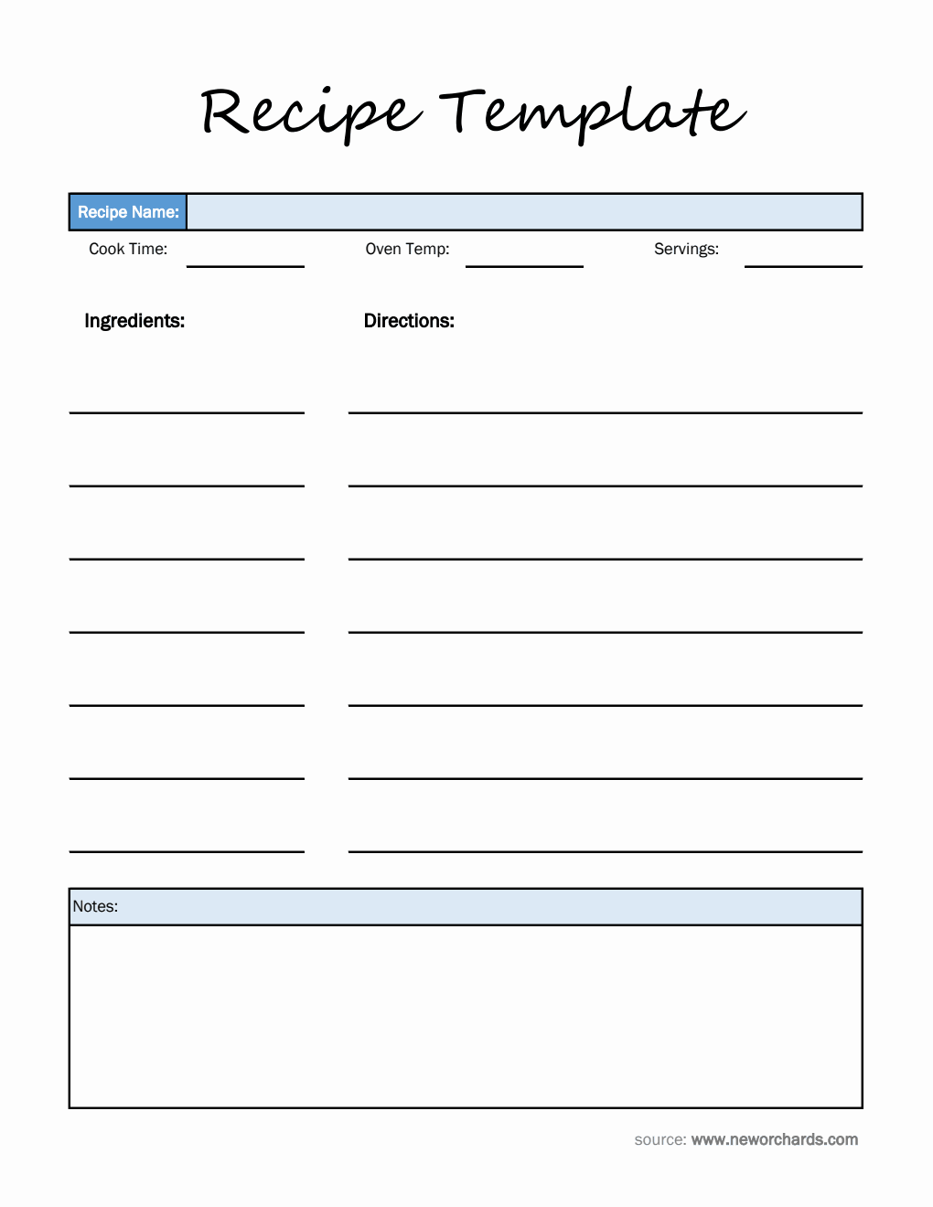 Recipe Workblock Free Recipe Card Templates (PDF, Word, Excel)