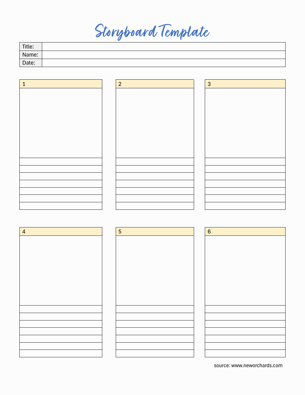 Free Word Storyboard Templates