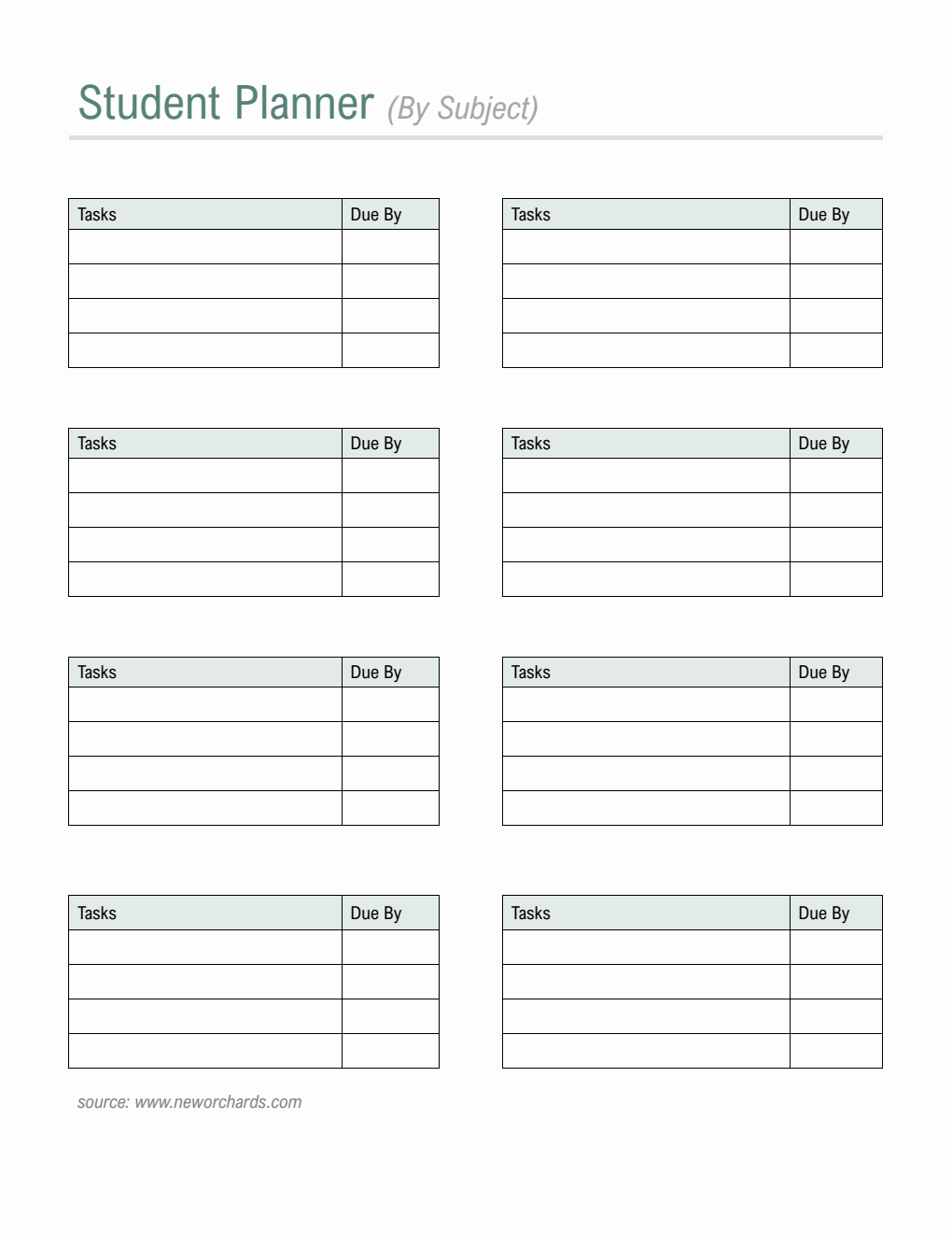 Free Student Planner Template  in PDF Format (Customizable)