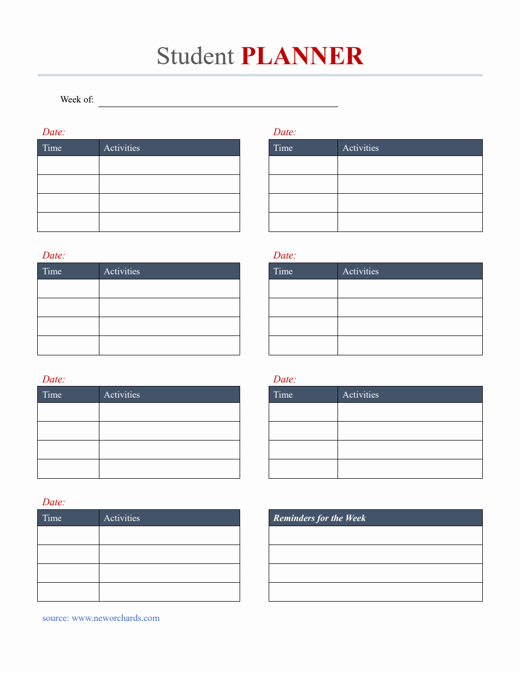 Free Student Planner Templates (PDF, Word, Excel)
