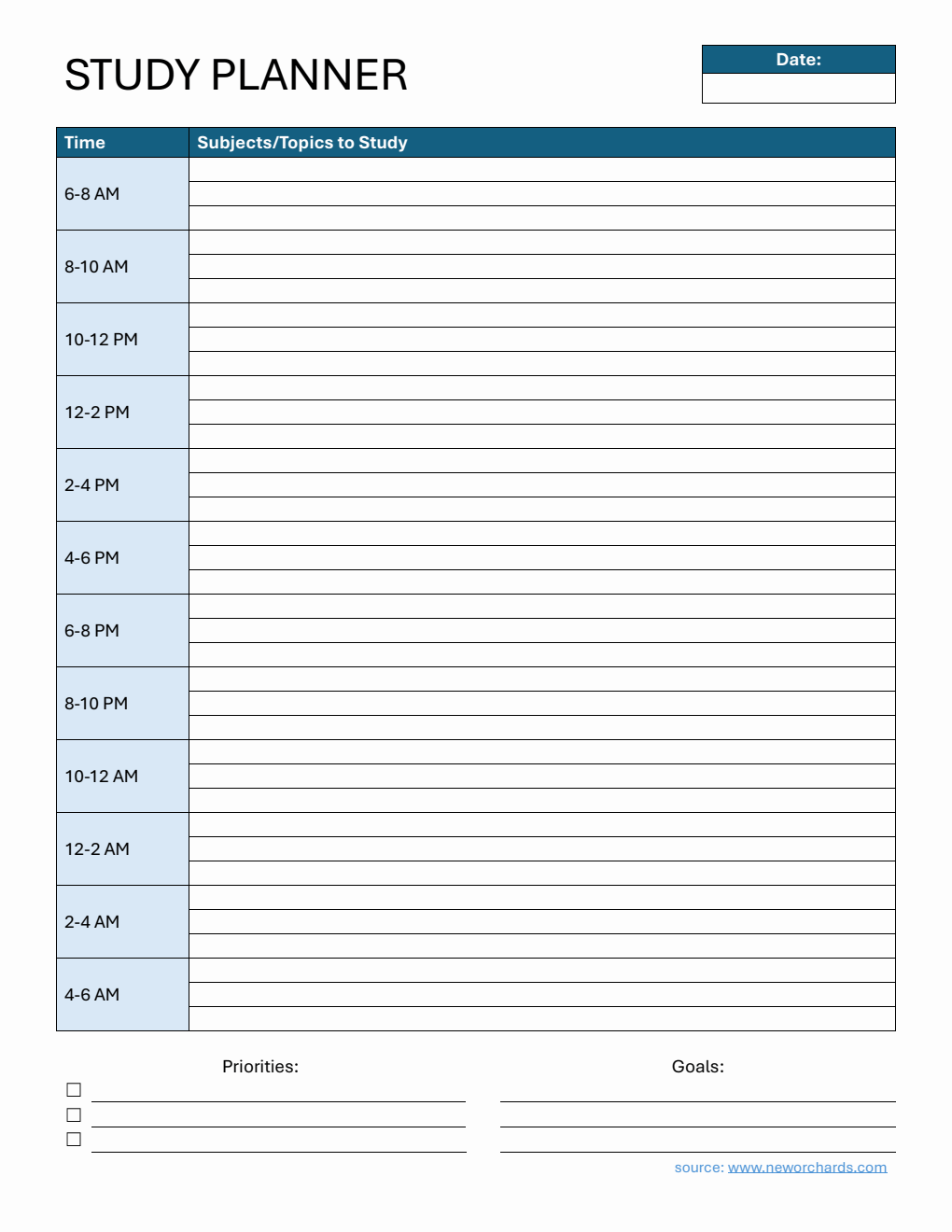 Free Study Schedule Templates (PDF, Word, Excel)